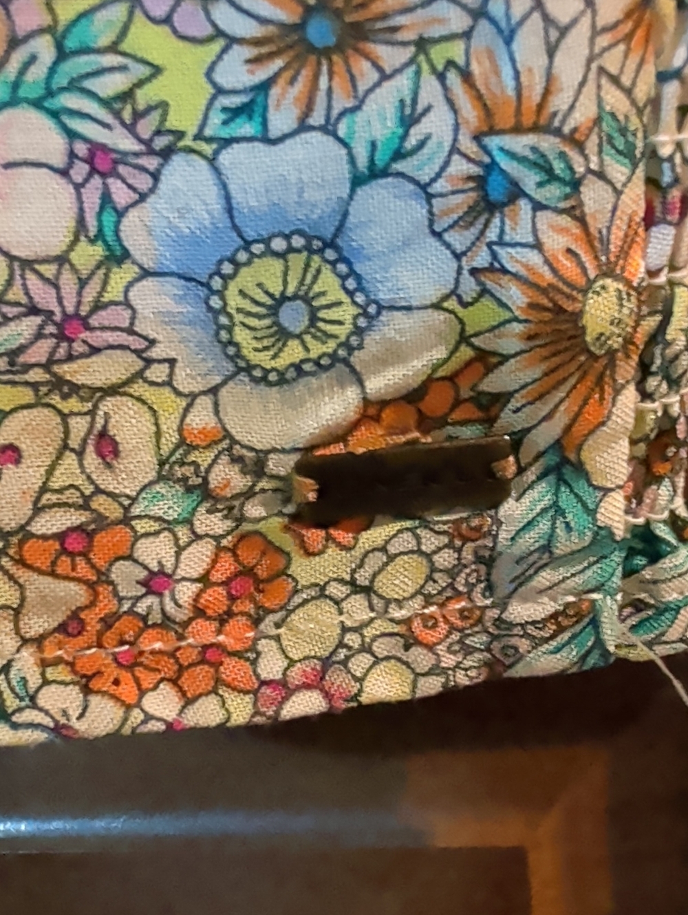 O'Neill Floral V-Neck Ruffle Sleeve Blouse - Blue, Orange, White - Picture 4 of 4